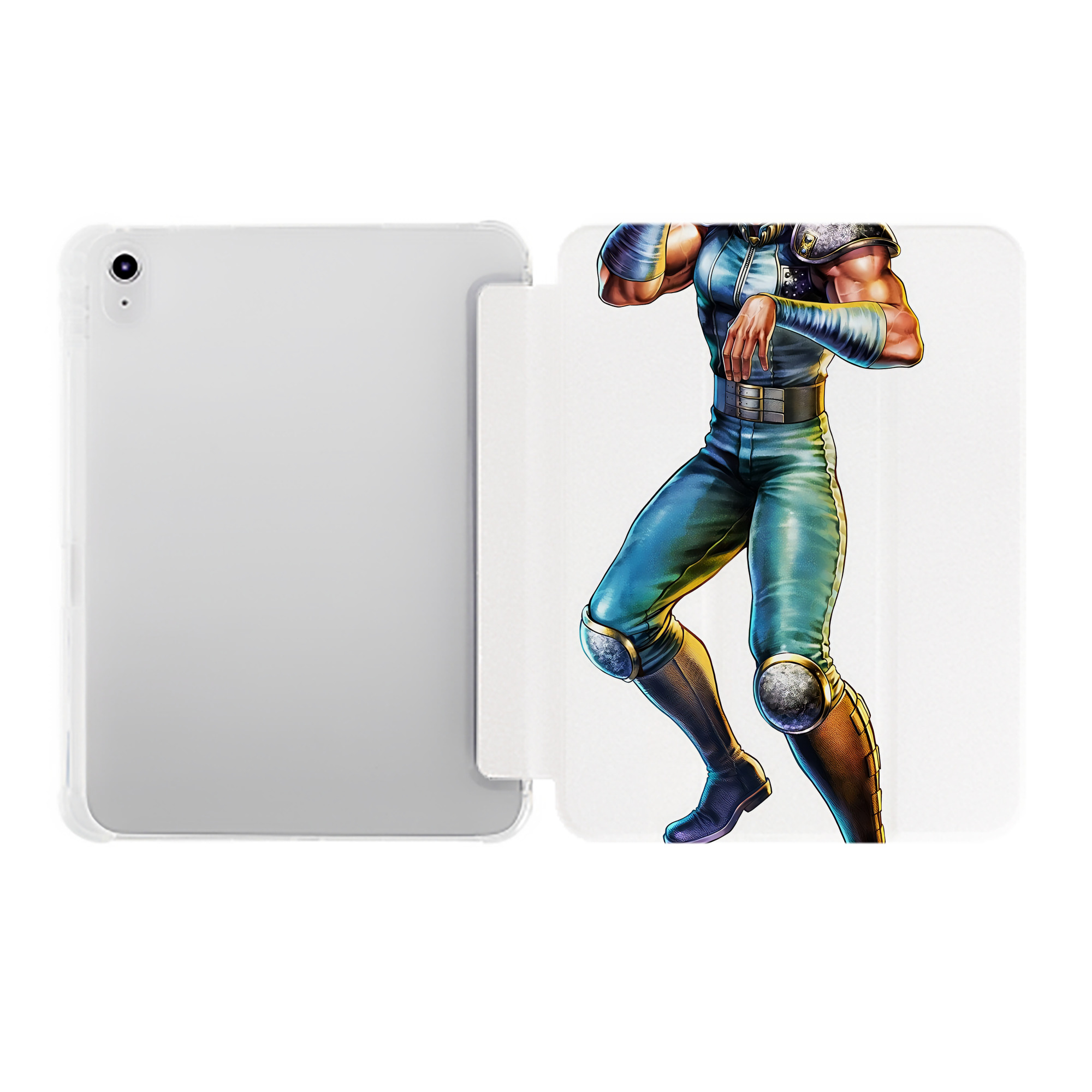 （画像用） 北斗の拳 Fist of the North Star IPad ケース ペン収納付き 三つ折りスタンド PUレザー×シリコン 対応機種9.5/10.5/10.9インチ